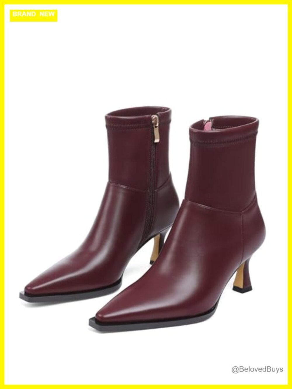Pointed Toe Kitten Heel Ankle Boots Side Zip Short Booties